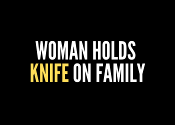 Woman Holds Knife on Family
