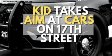 Kid Takes Aim At Cars on 17th Street