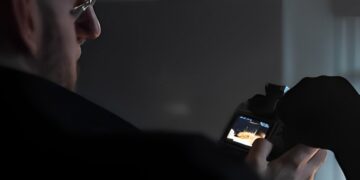 police looking at video