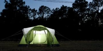 tent in backyard camping