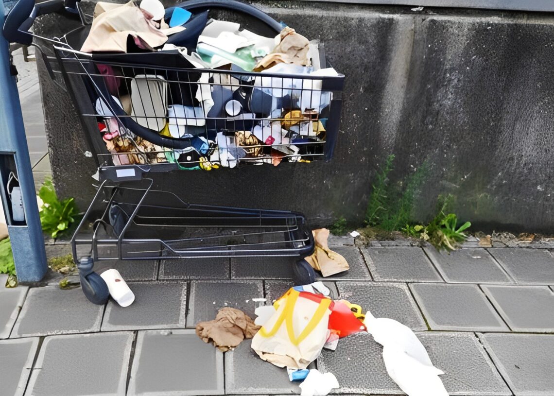 homeless shopping cart
