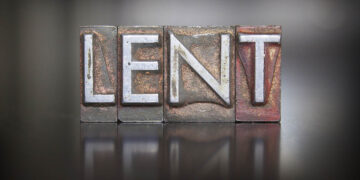 The word LENT written in vintage lead letterpress type