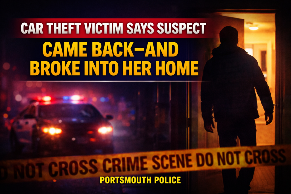 Car theft suspect breaks in