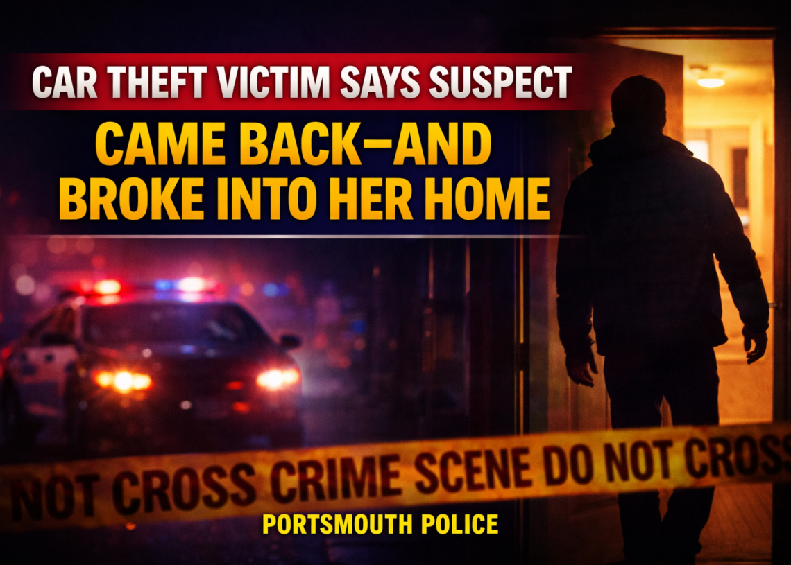 Car theft suspect breaks in