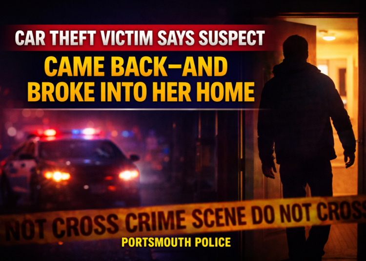 Car theft suspect breaks in