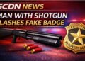Man with fake badge and gun