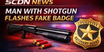 Man with fake badge and gun