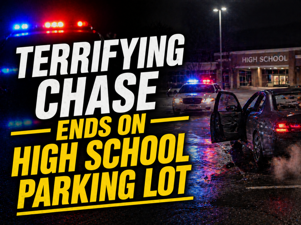 terrifying chase ends in school parking lot