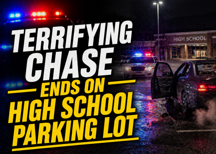terrifying chase ends in school parking lot