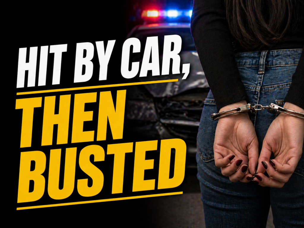 HIt by a car then busted