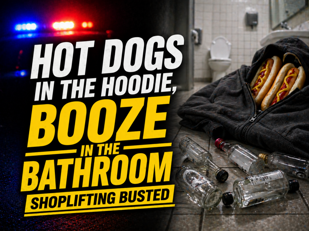 hot dogs and booze in the bathroom