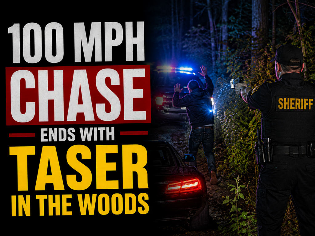 100 MPH Chase ends with taser in the woods