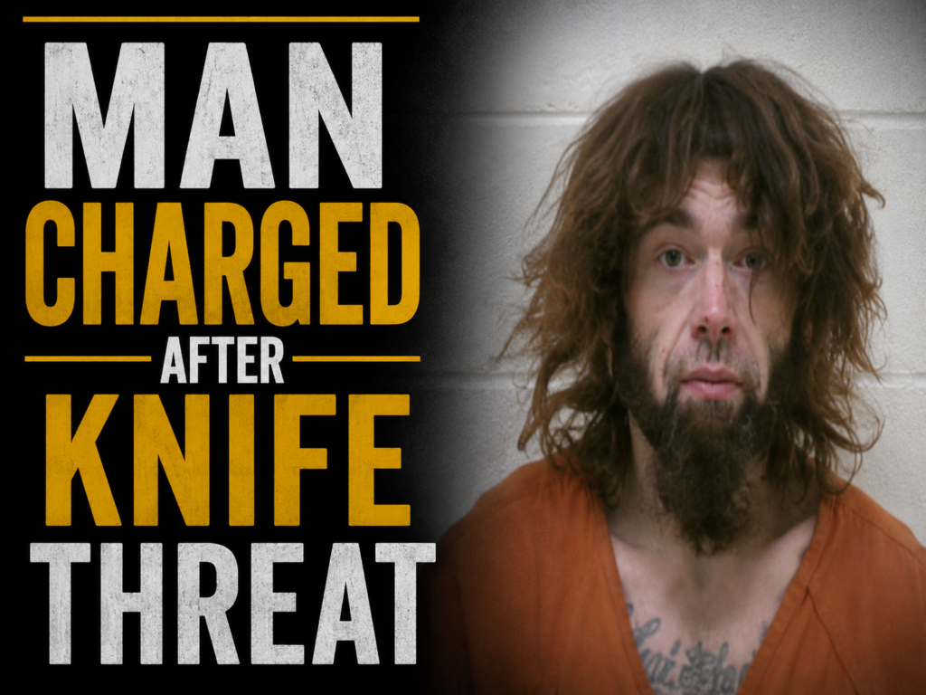 Man arrested after knife threat