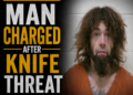 Man arrested after knife threat