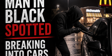 man in black spotted breaking into cars at McDonald's