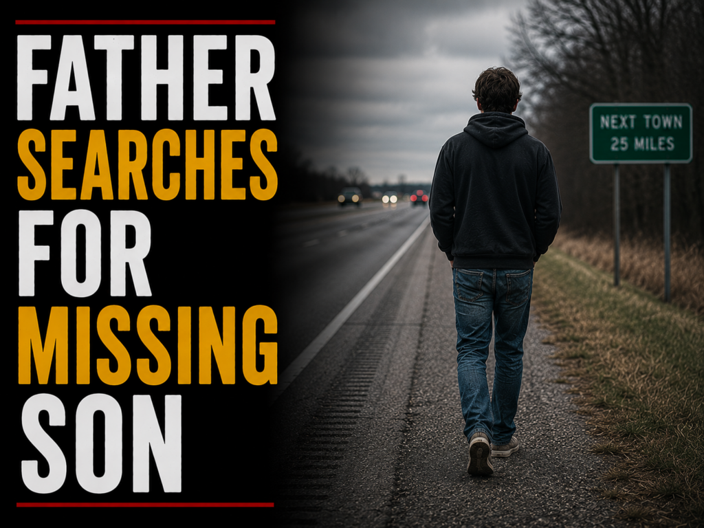 father hunts for missing son