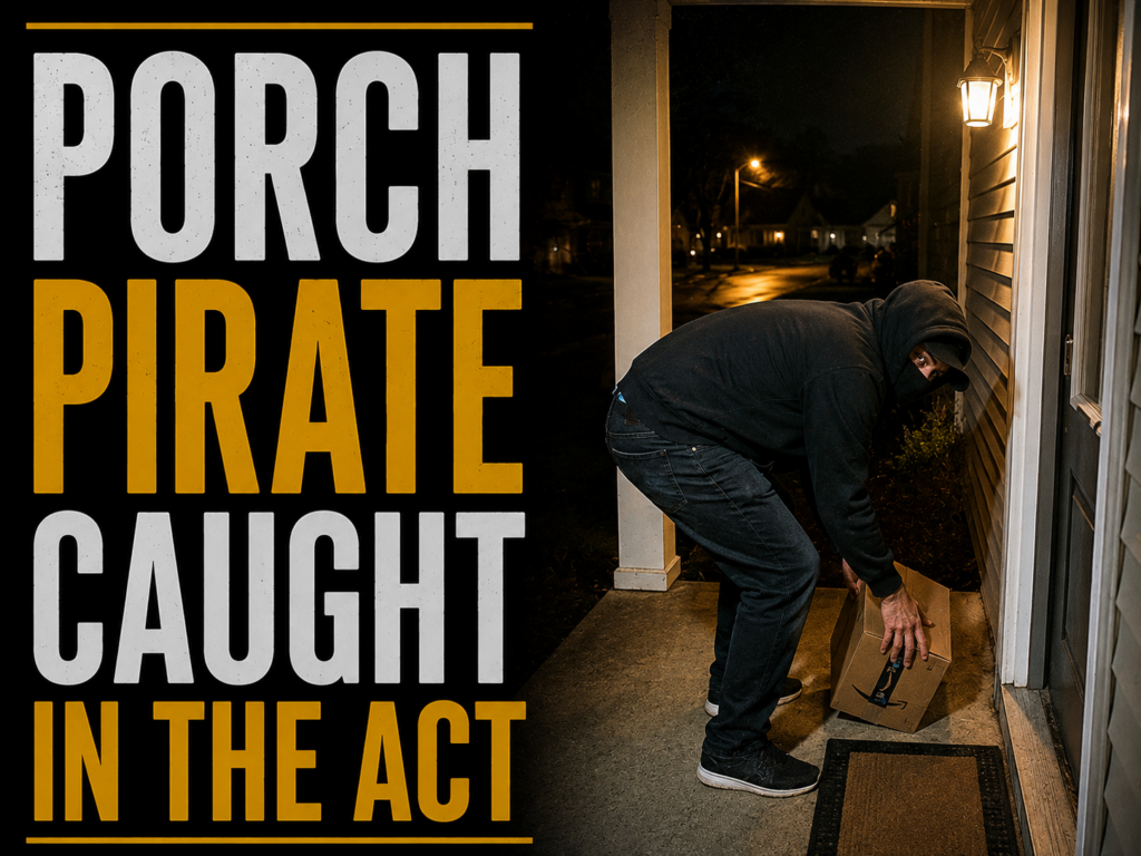 Porch pirate caught in the act