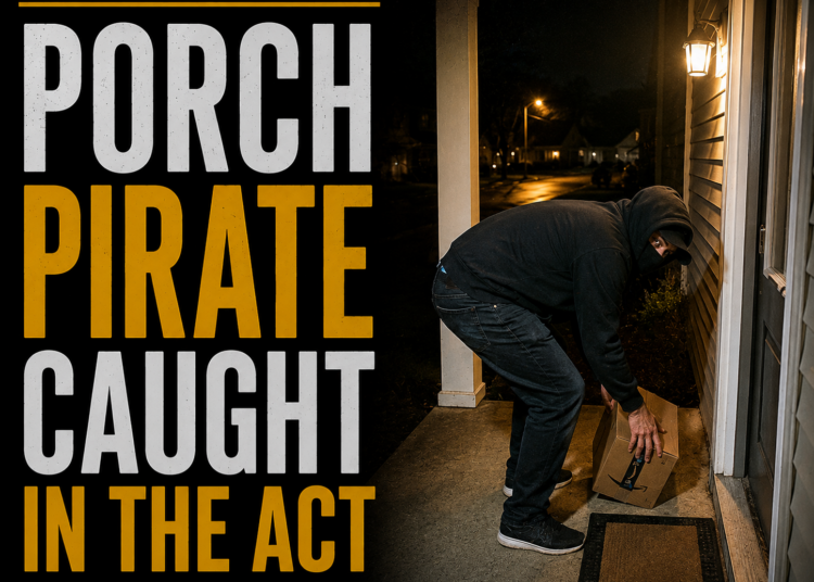 Porch pirate caught in the act