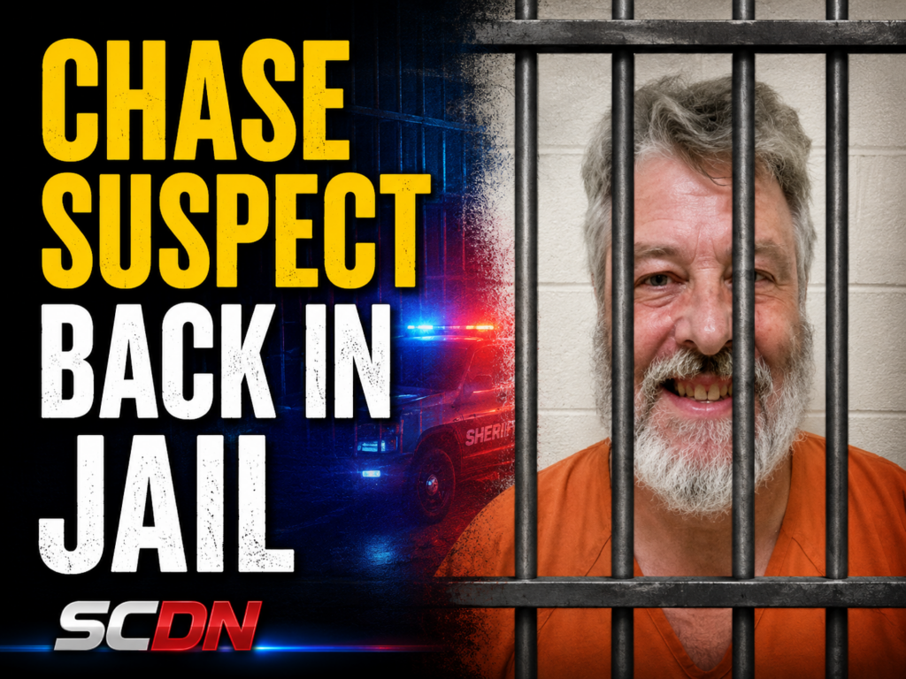 Chase suspect back in jail
