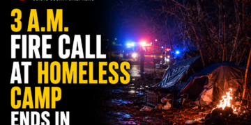 homeless camp fire