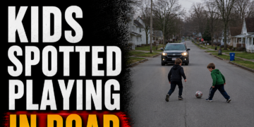 Kids spotted playing in road