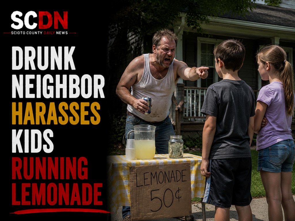 drunk neighbor harrasses kids at lemonade stand