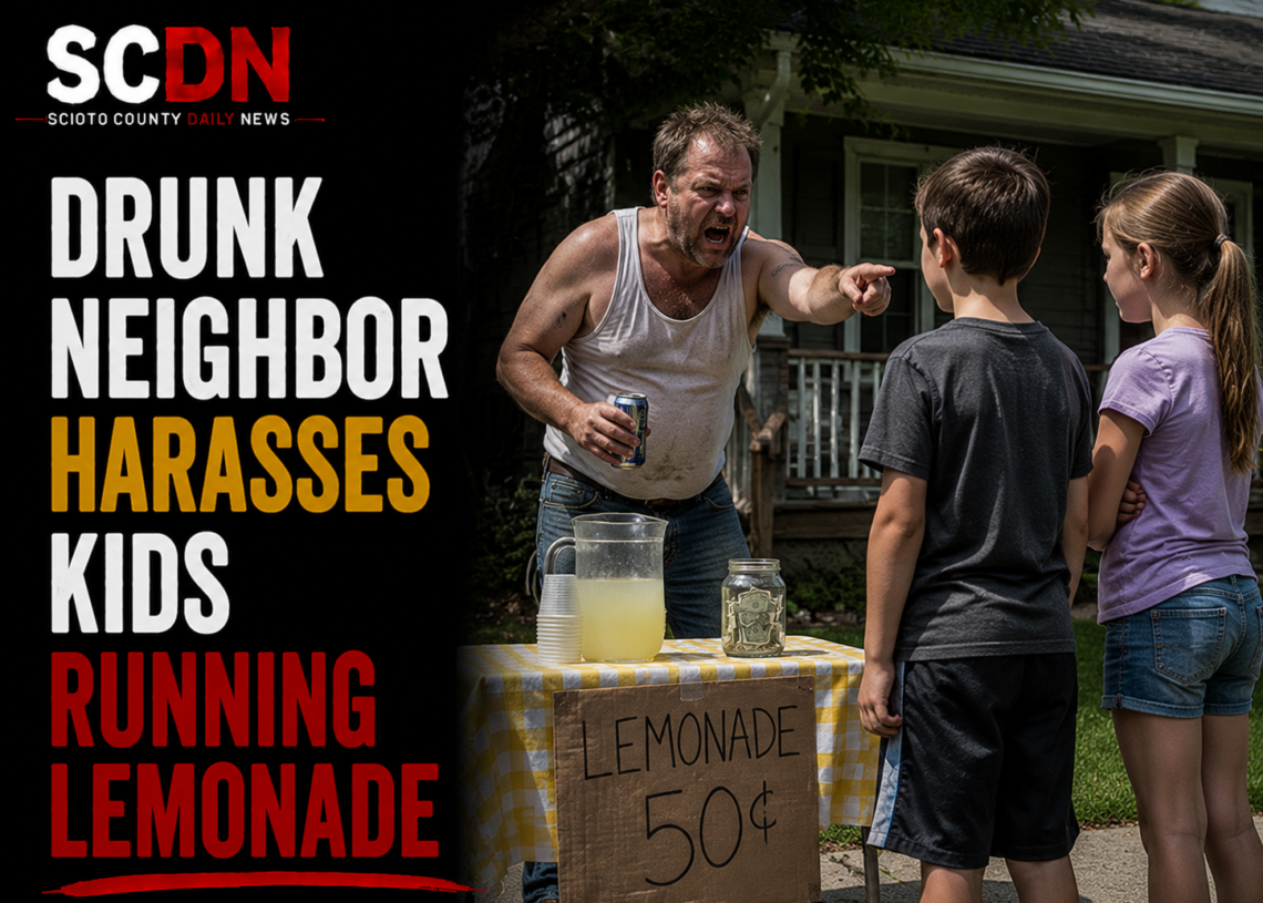 drunk neighbor harrasses kids at lemonade stand