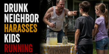 drunk neighbor harrasses kids at lemonade stand