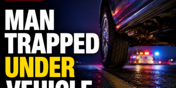 Man trapped under vehicle