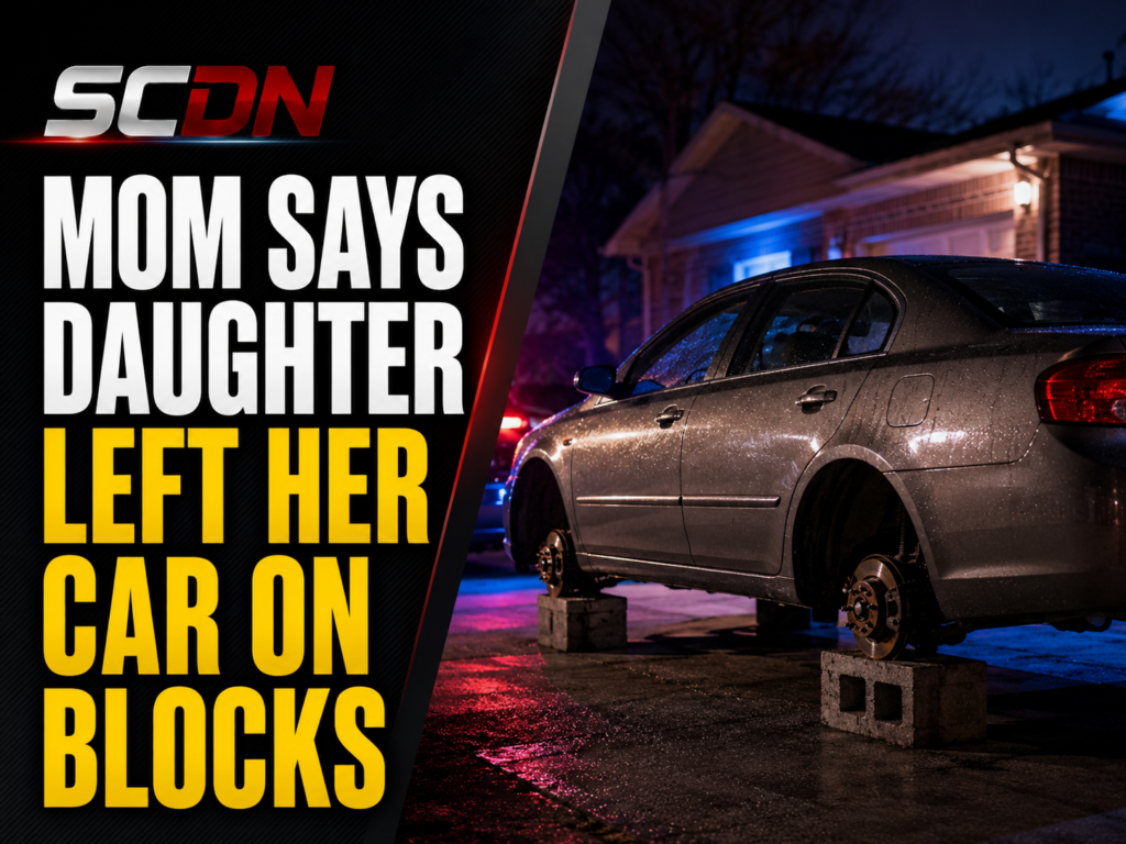 Mom says car left on blocks