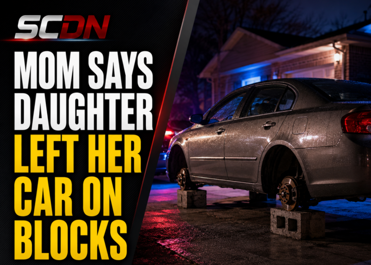 Mom says car left on blocks