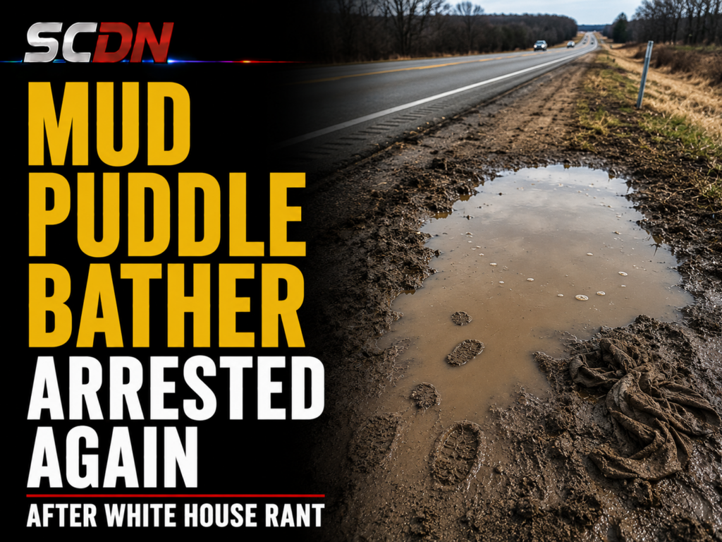 Mud puddle bather arrested again