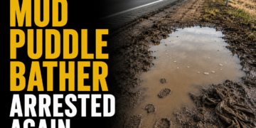 Mud puddle bather arrested again