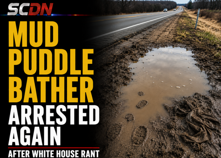 Mud puddle bather arrested again