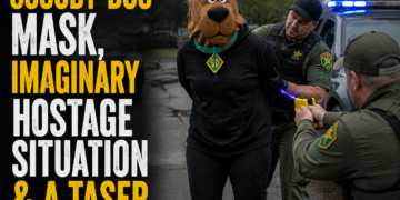 scooby doo mask and a Taser