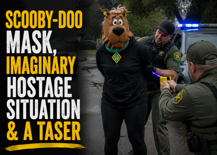 scooby doo mask and a Taser