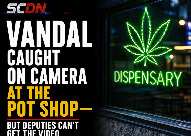 Vandal caught on camera at pot shop