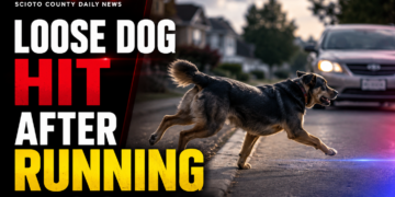 Loose dog hit by car