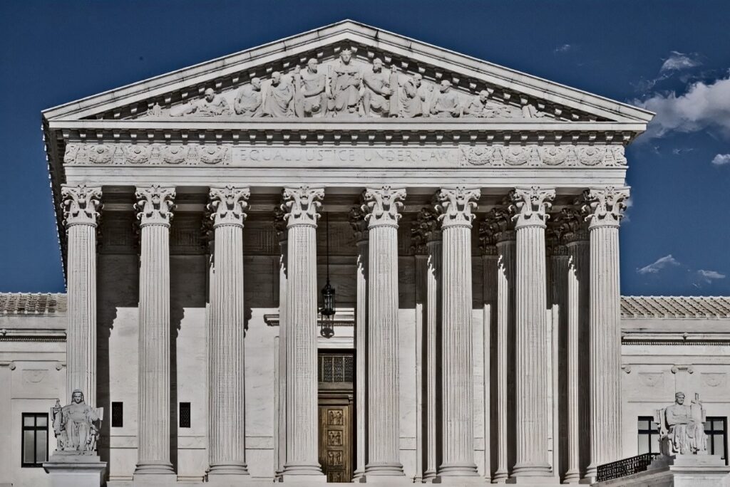 The exterior of a county courthouse