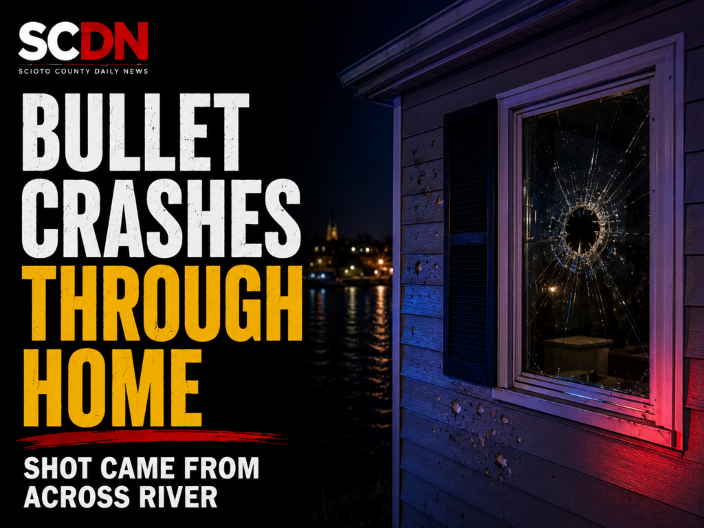 Bullet crashes through window