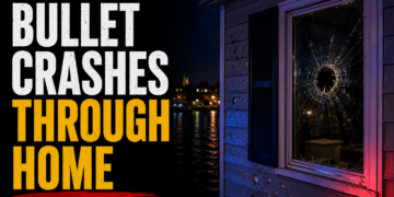 Bullet crashes through window