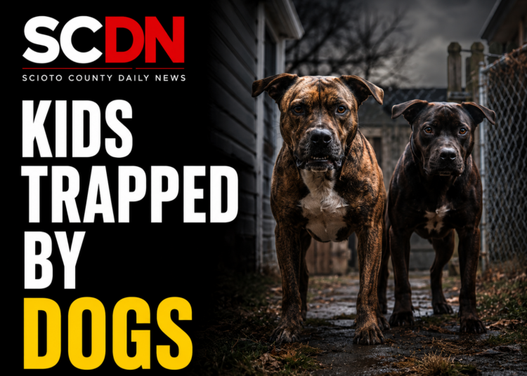 Kids trapped by dogs