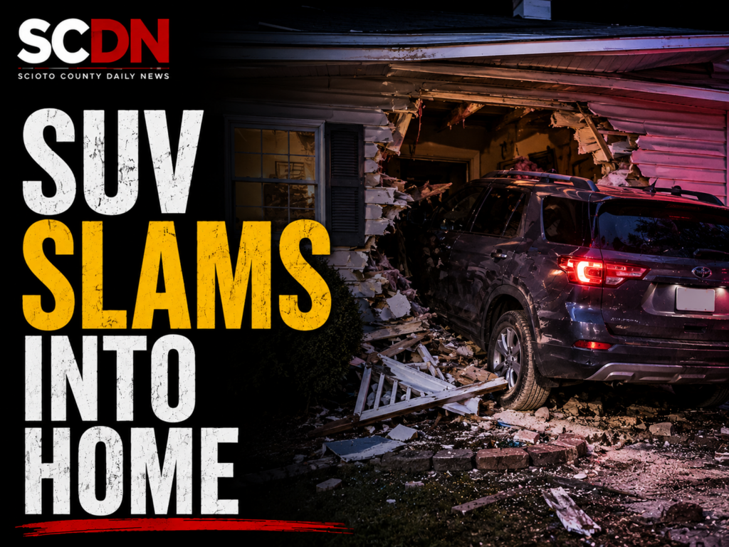 SUV slams into house