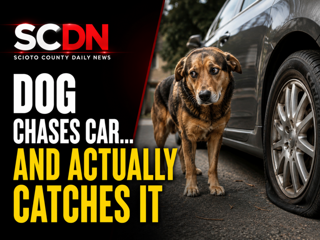 Dog catches car