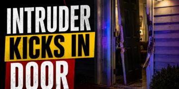 intruder kicks in door