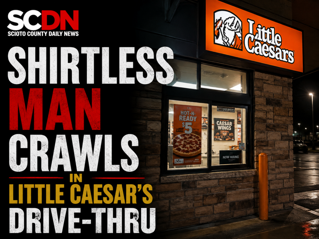 man crawls through drive-thru