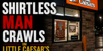 man crawls through drive-thru