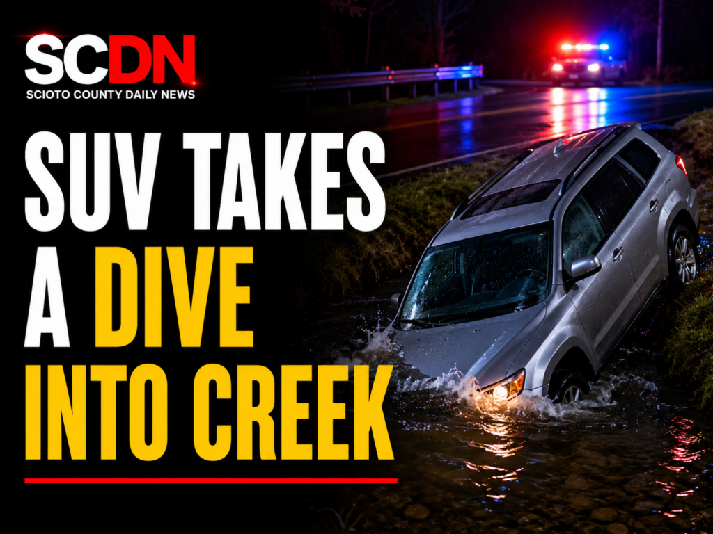 SUV takes dive into creek