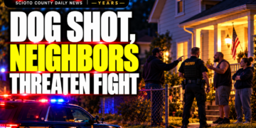 dog shot as neighbors fight