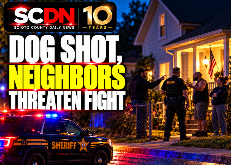 dog shot as neighbors fight
